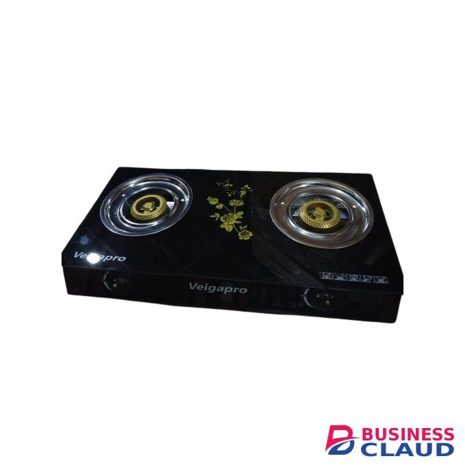 Veigapro Glass Tampered Table Top Double Burner Gas Cooker