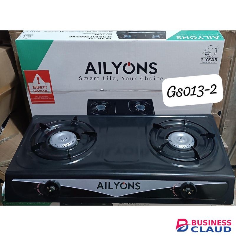 AILYONS Table Top Gas Cooker – 2 Burner Metallic