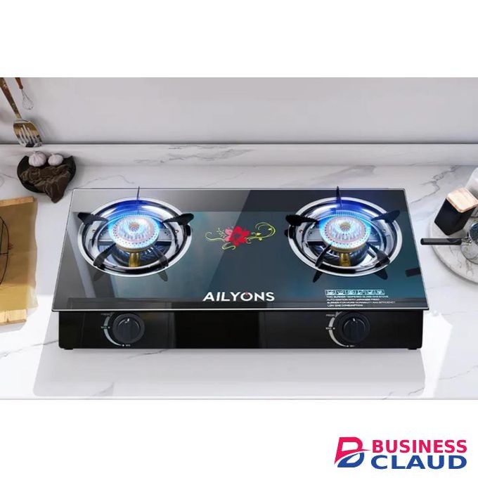 AILYONS 2 Burner Glass Top Gas Cooker – Auto Ignition