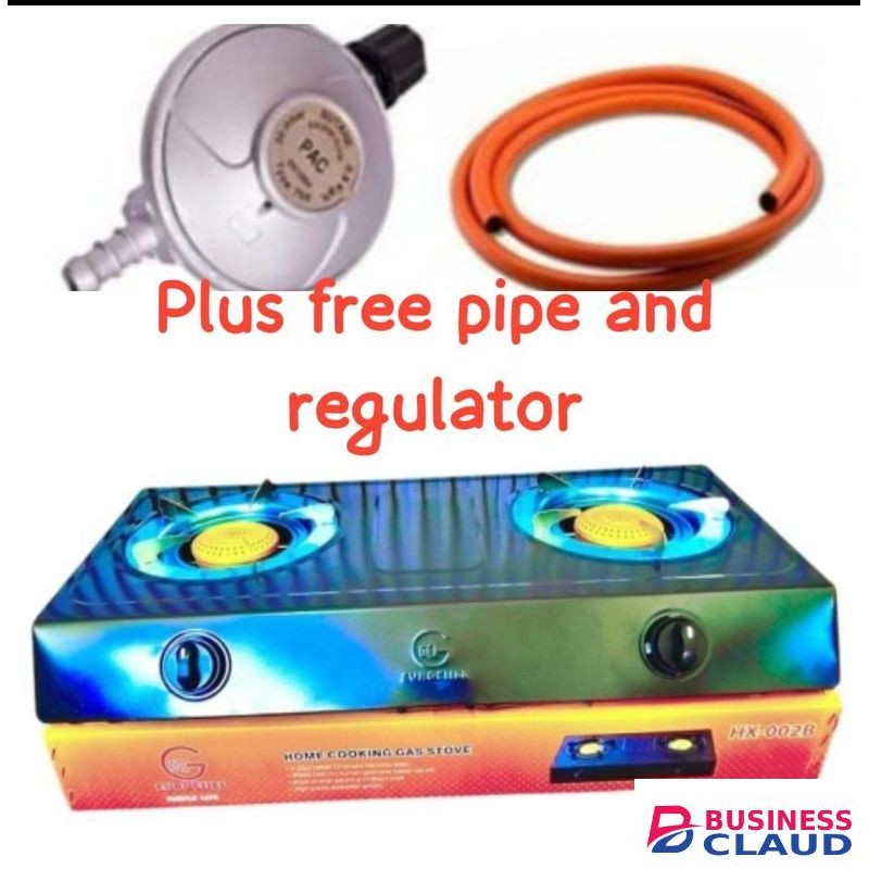 Eurochef EC AUTO Ignition Table Top Stainless Steel 2 Burner Gas Cooker Plus 6kg Regulator And Pipe