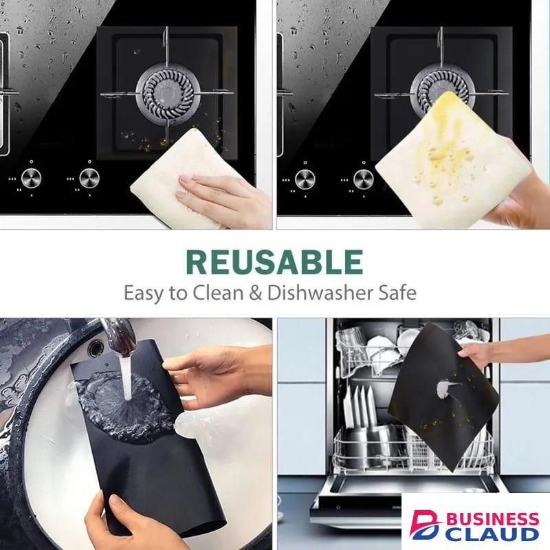 4 Pieces Non-Stick Gas Cooker Protectors Cover Liner Mat Pad