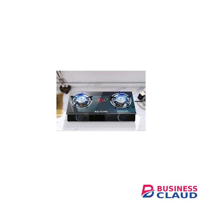 AILYONS Countertop 2-Burner Table Top Gas Cooker With strong tampered Glass Top and auto ignition