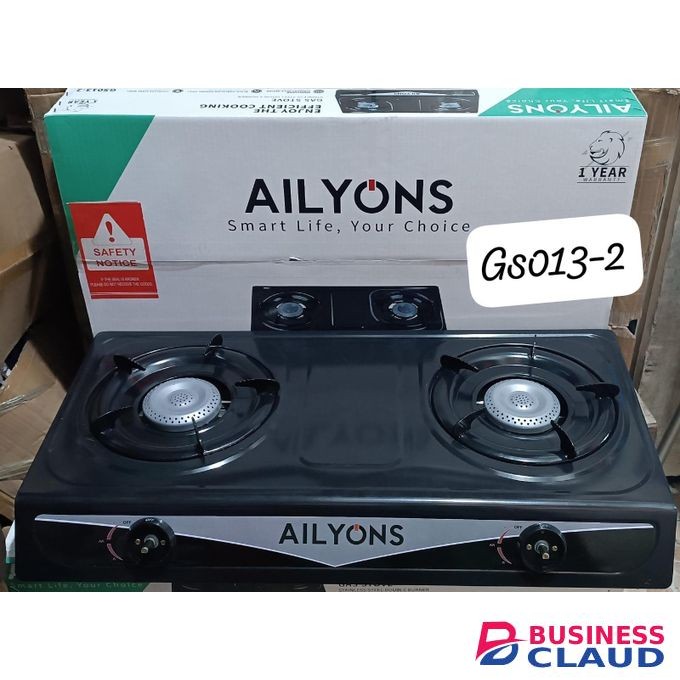 AILYONS Two Burner Black Auto-Ignition Table Top Gas Cooker
