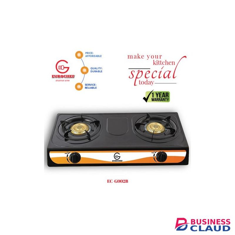 Eurochef 2 Burners Metallic Table Top Gas Cooker,EC-G002b.