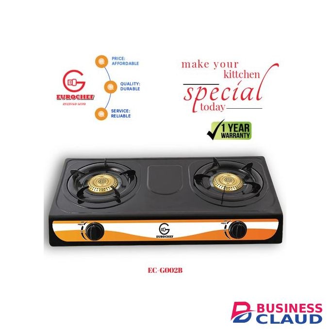 Eurochef 2 Burners Metallic Table Top Gas Cooker,EC-G002b.