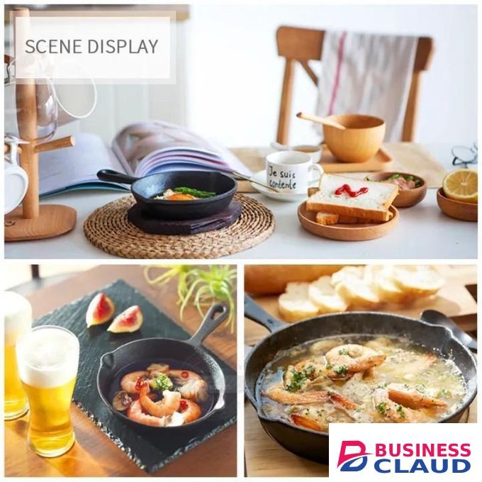 4-Piece Cast Iron Non-Stick Frying Pan Set with Skillet (16cm, 20cm, 26cm, 26cm) - Induction and Gas Cooker Compatible