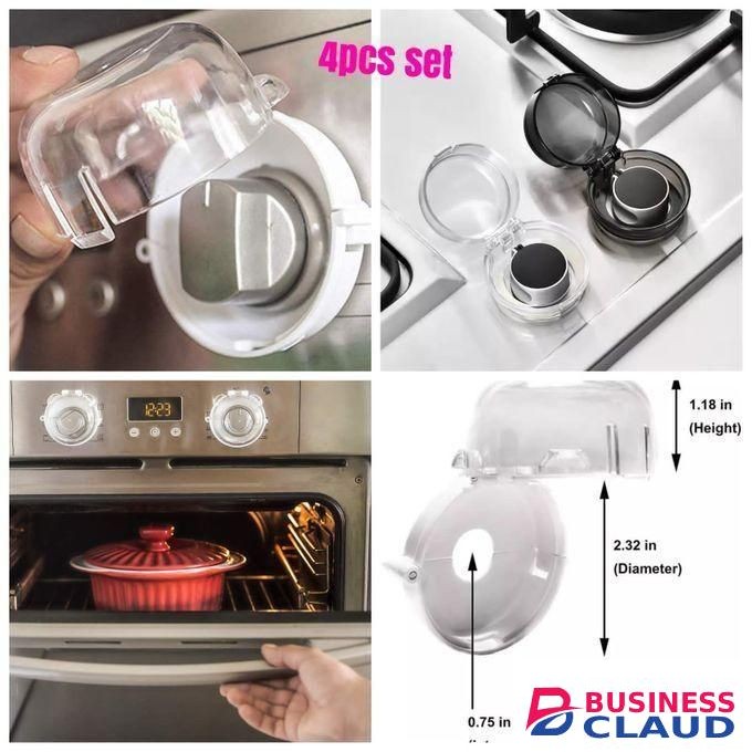 4pc clear set of gas knob covers, child and pets protective