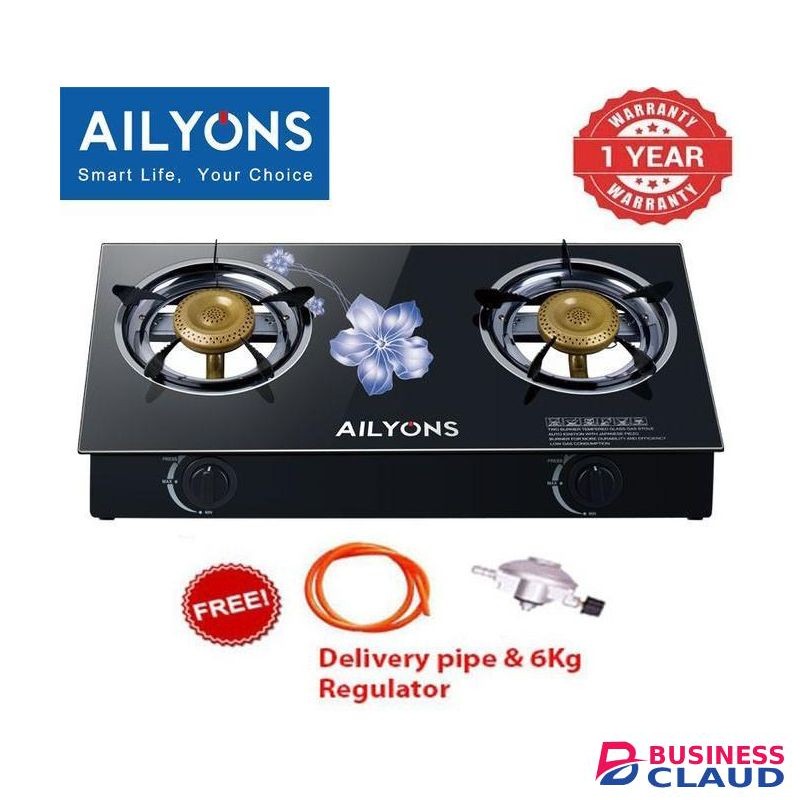 AILYONS Double Burner Glass Top Cooker - Black