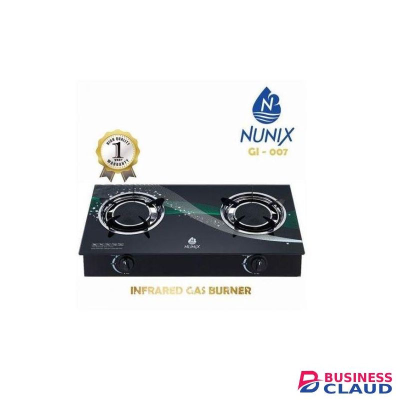 Nunix Glass Top Infrared Gas Stove Double Burner