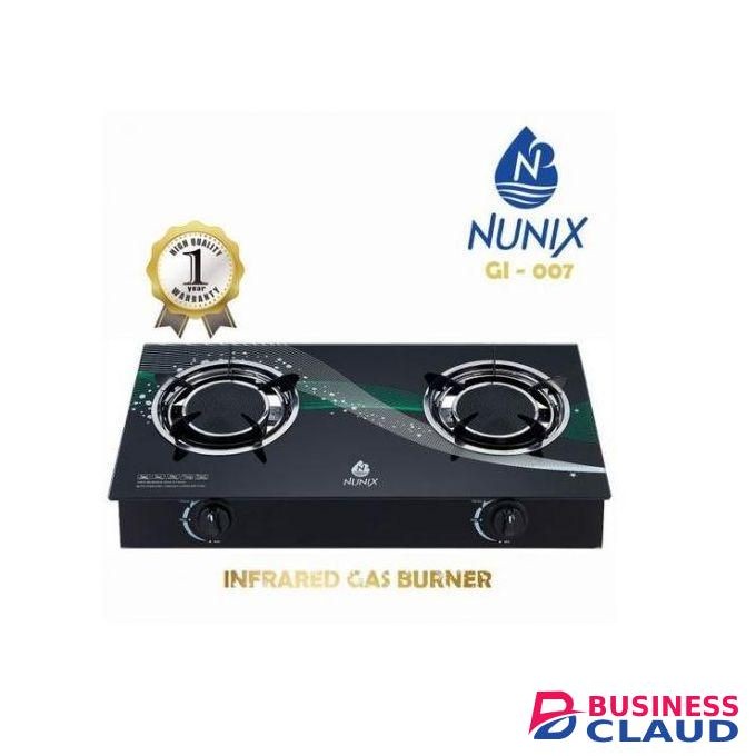 Nunix Glass Top Infrared Gas Stove Double Burner