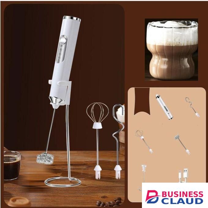 TOUPHY Handheld Electric Foam Maker Milk Frother with 2 Stainless Whisks For Latte, Cappuccino, Hot Chocolate, Egg