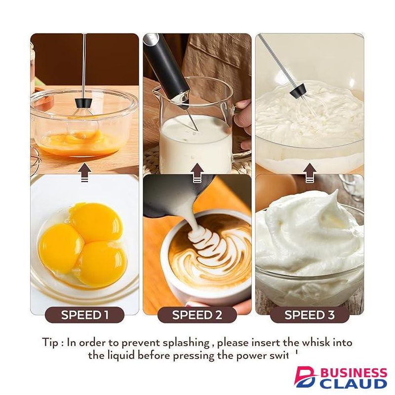 TOUPHY Handheld Electric Foam Maker Milk Frother with 2 Stainless Whisks For Latte, Cappuccino, Hot Chocolate, Egg