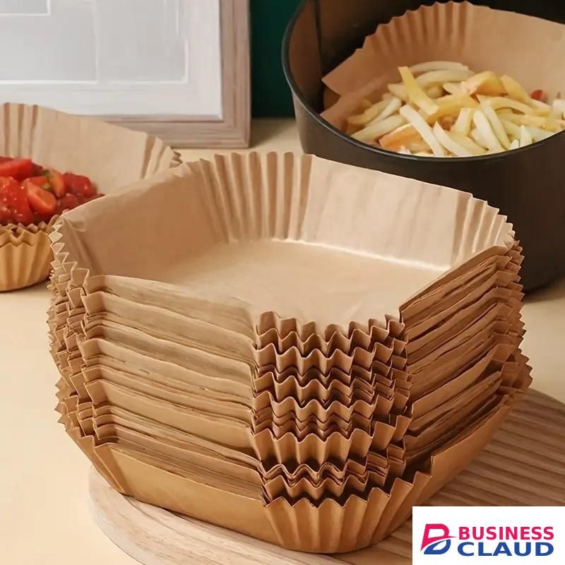 100 Pieces Air Fryer Disposable Paper Liners - Non-stick Air Fryer Parchment Liners, Square, Suitable for Microwave Baking - Food Grade Material, Save Cleaning Time