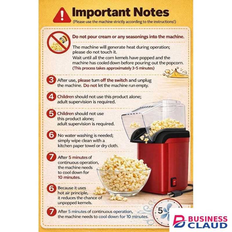 Electric Hot Air Popcorn Popper - Mini Homemade Corn Popper with Lid, Healthy Oil-Free Popcorn Maker for Family & Parties