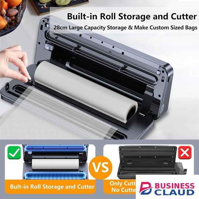 YUUIKLLE Vacuum Sealer Machine Built-in Bag Roll Storage and Cutter,Fast-Compact Food Sealer,Multi-Functional Food Vacuum Saver&Wide Seal,With1 Bag Roll&20pcs Pre-cut Bags