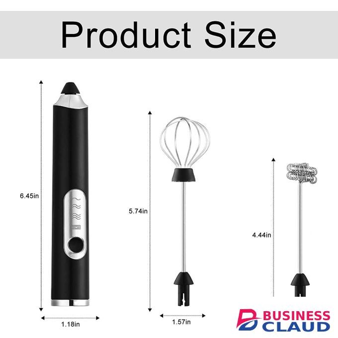 Flushrenic Milk Frothers,Rechargeable Electric Foam Maker, Milk Frother Handheld Foam Maker, Drink Mixer with Stainless whisks 3 Speed Adjustable Foam Maker Blender for Cappuccino Coffee, Lattes, Matcha, Hot Chocolate (Black)