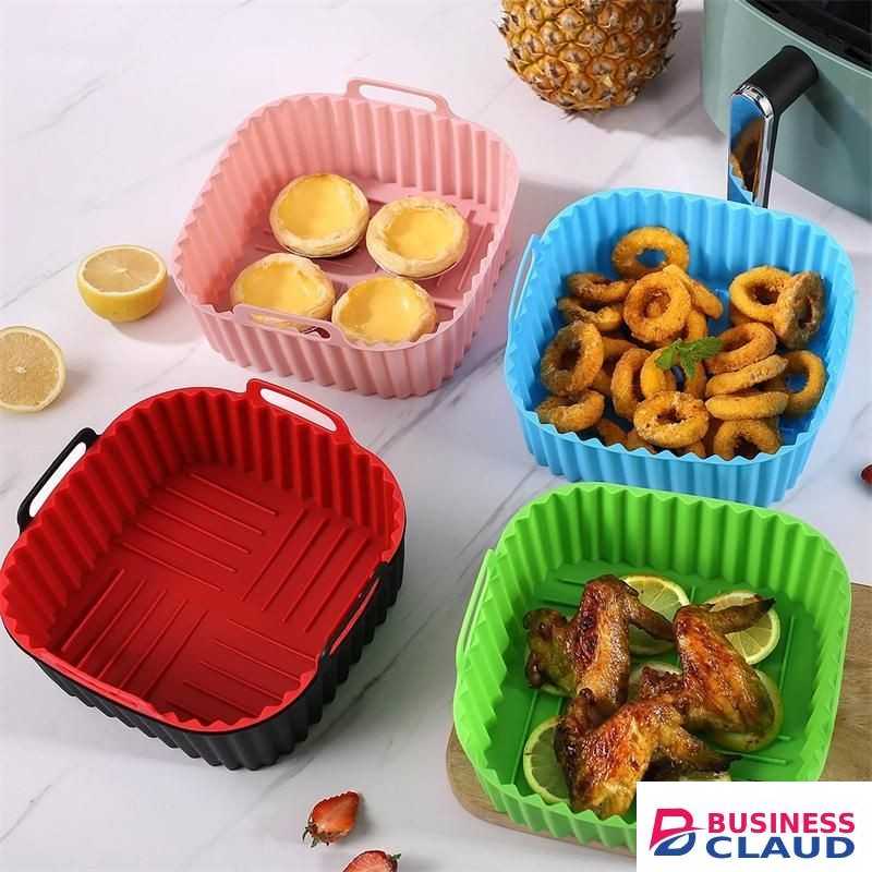 5pcs air fryer silicone pan set with non-stick silicone coating