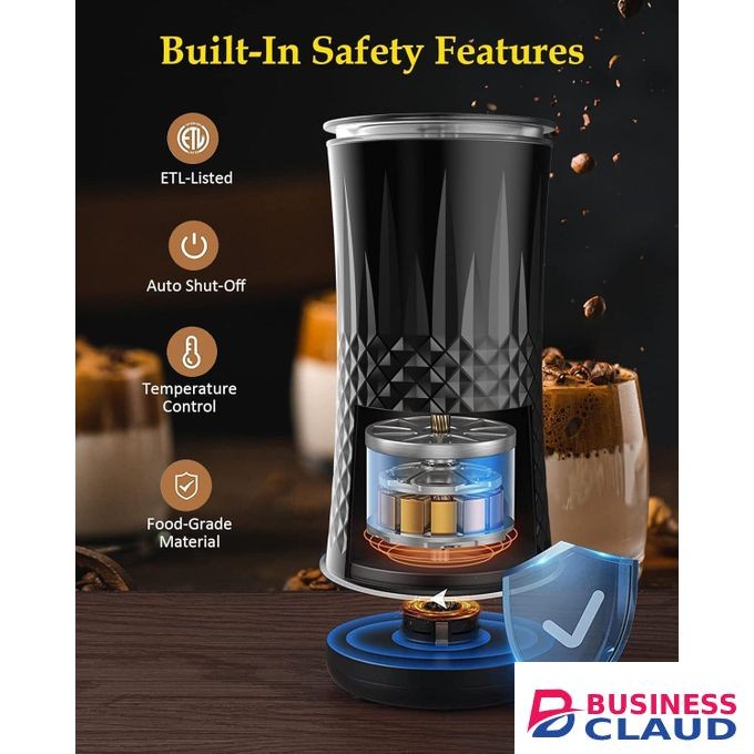 TodyJeyHo Milk Foaming Machine 4 in 1, 400W, 240 ml, Hot and Cold Foaming, Milk Foaming Machine for Milk, Chocolate, Cappuccino, Frappe, Heating Function, Keep Warm and Temperature Control, Stainless Steel, black