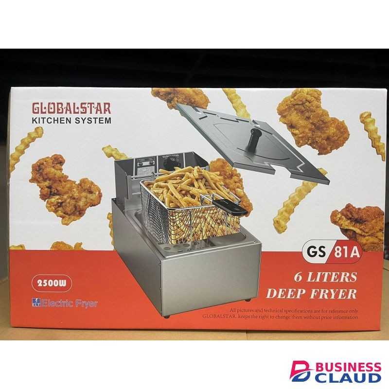 Globalstar Globalstar-Single Deep Fryer Electric Stainless Steel 3L Capacity Compact Kitchen Appliance for Crispy Fries Chicken Fish Easy-to-Clean Temperature Control Home Cooking