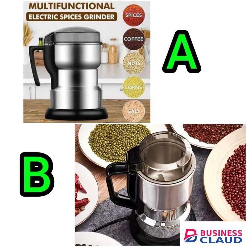 Stainless Steel Coffee Grinder for Coffee Beans, Spices, and Nuts with Transparent Lid, Safety Switch, High-Efficiency Six-Blade Motor, 150W-400W, Compact Kitchen Appliance