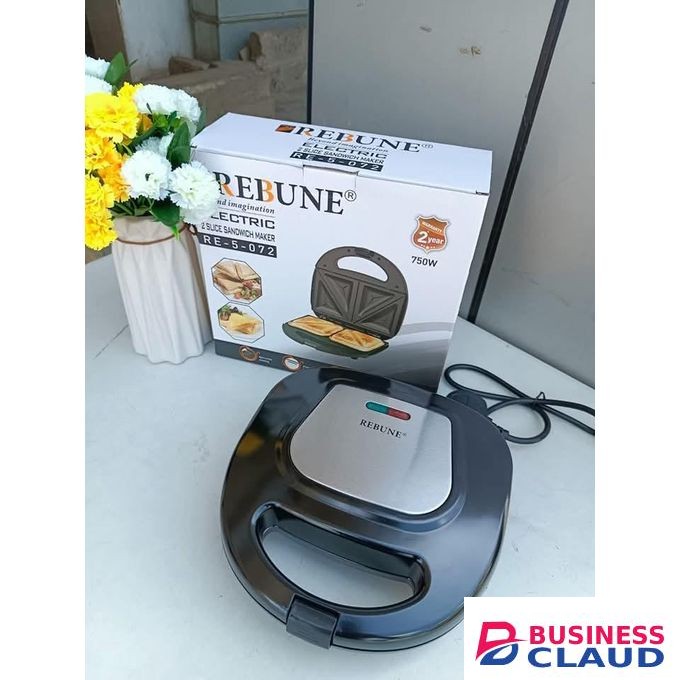 Rebune 2-Slice Non-Stick Sandwich Maker with Cool Touch Handle, Power/Ready Lights, Upright Storage, 750W Fast Heating – Compact and Efficient Kitchen Appliance for Quick Meals