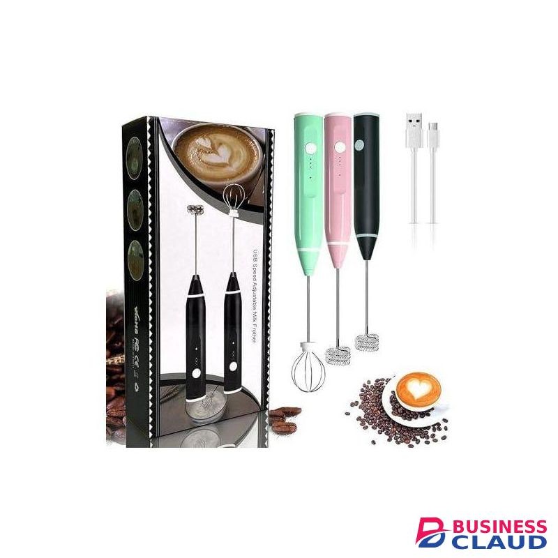 2 In 1 Rechargeable Whisk Frother Coffee Milk Foamer 3 Speed Adjustable Egg Beater Hand Whisk Matcha Coffee Whisk(2 Replaceable Whisks)