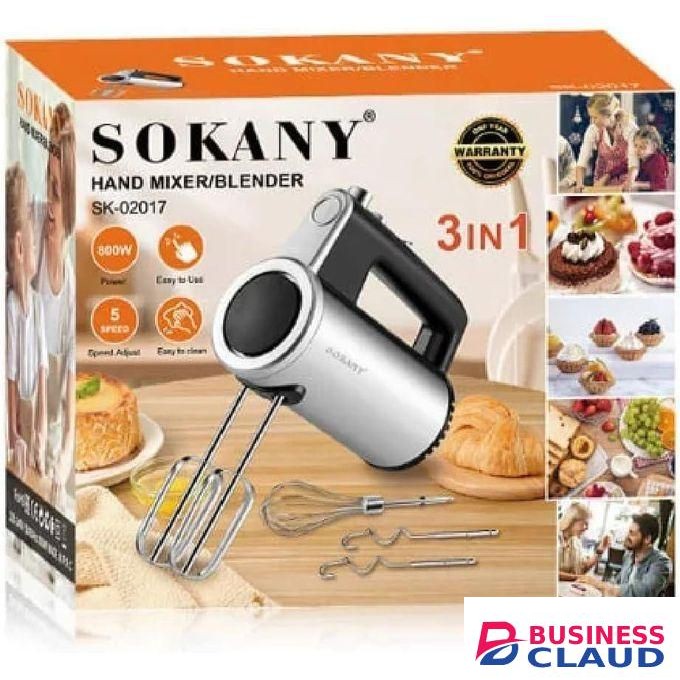 Sokany 3 IN 1 Portable 5-Speed Electric Hand Mixer, 800W Handheld Mixer with Turbo for Baking & Cooking, Kitchen Food Mixer with Storage Case & 5 Stainless Steel Attachments (2 Beaters, 2 Dough Hooks, 1 Whisks)