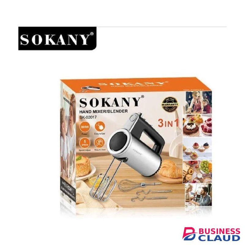 Sokany 3 IN 1 Portable 5-Speed Electric Hand Mixer, 800W Handheld Mixer with Turbo for Baking & Cooking, Kitchen Food Mixer with Storage Case & 5 Stainless Steel Attachments (2 Beaters, 2 Dough Hooks, 1 Whisks)
