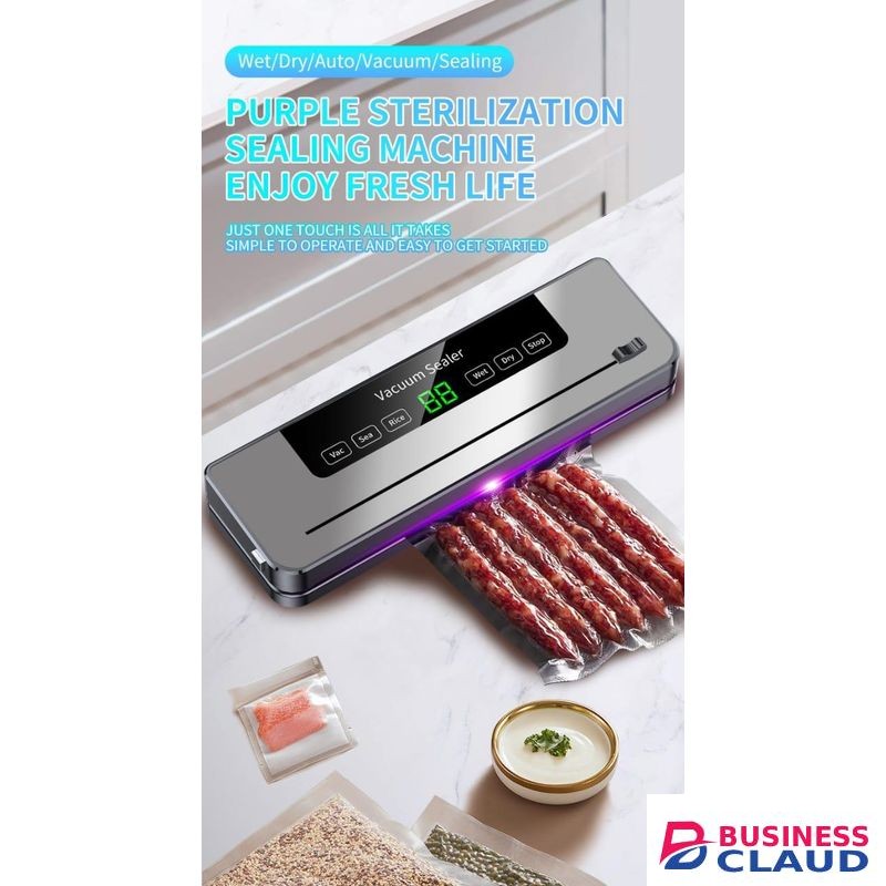 Electric Vacuum Sealer Machine with 20pcs Free Packaging Papers – Automatic Multifunctional Food Vacuum Sealer for Dry & Wet Food, Waterproof Touch Screen, Built-in Cutter, 120W Fast Compact Kitchen Vacuum Packing Machine