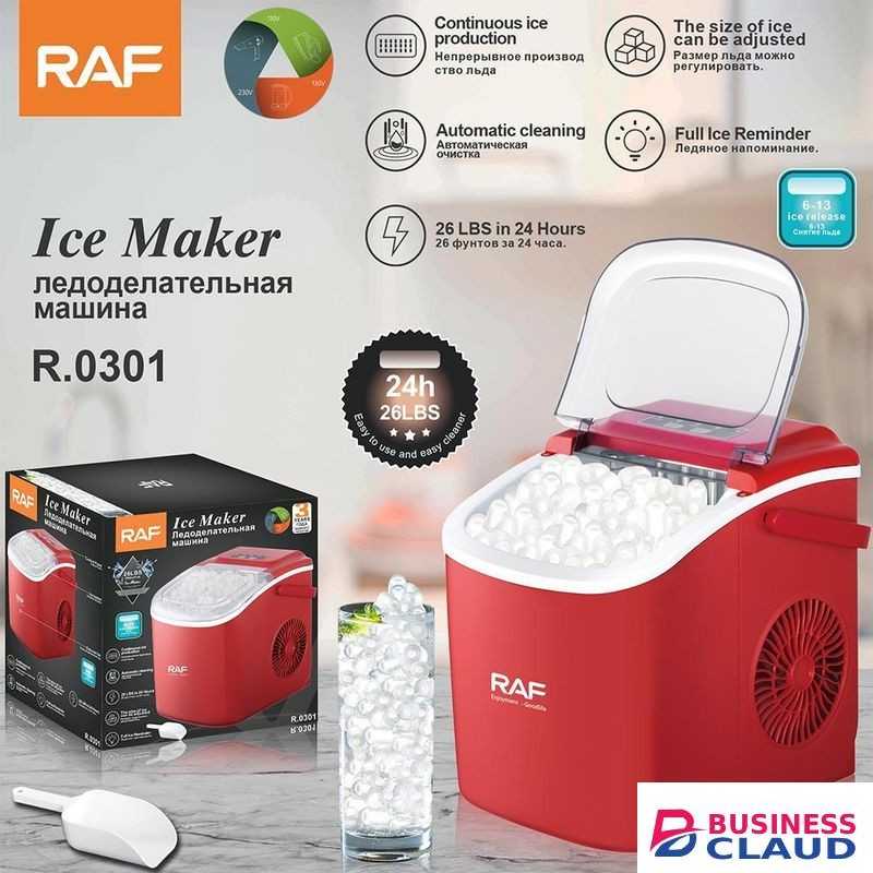 RAF Ice Cube Maker Machine Countertop Self-Cleaning Portable Compact with Ice Scoop, Perfect for Home/Kitchen/Office/Bar