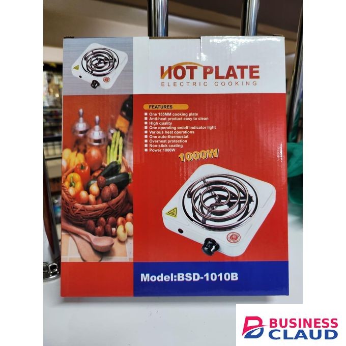 Single Coil Electric Hotplate 1000W Compact Portable Non Stick Cooking Appliance with Overheat Protection for Home and Office Use