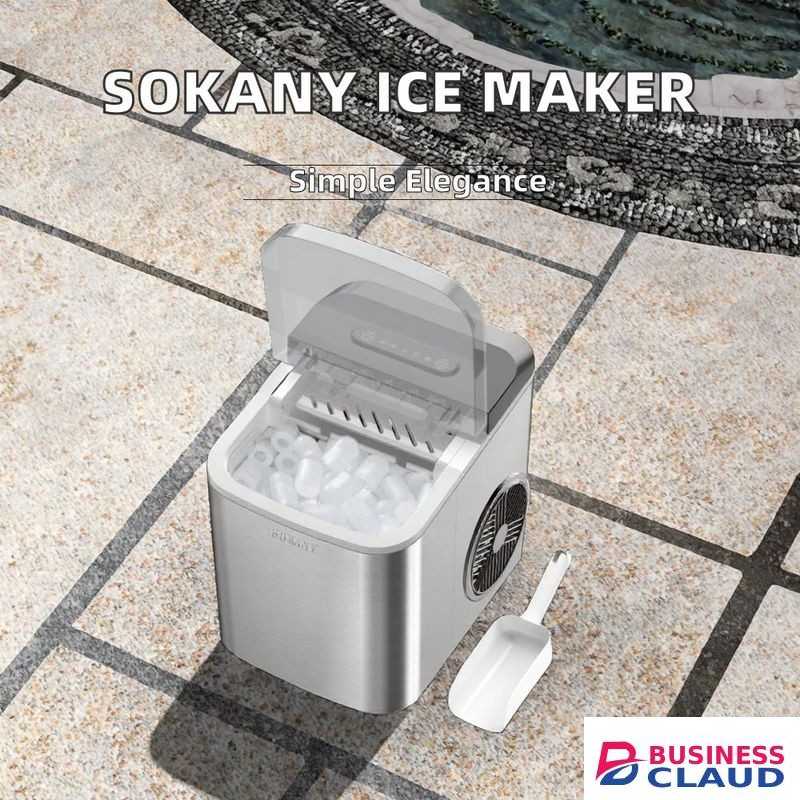 Sokany 112W Ice Maker Countertop, Mini Portable Ice Machine, 9 Bullet Ice in 6 Mins, 12KG/Day, 2 Ice Sizes, Self-Cleaning, Energy Saving, Compact for Small Space, Kitchen, Office, RV, Party