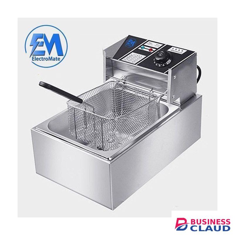 Em Electromate 6 LITRES STAINLESS STEEL 6L SINGLE TANK Energy Efficient Double Electric Chips /Chicken /MANDAZIS Deep Fryer Machine