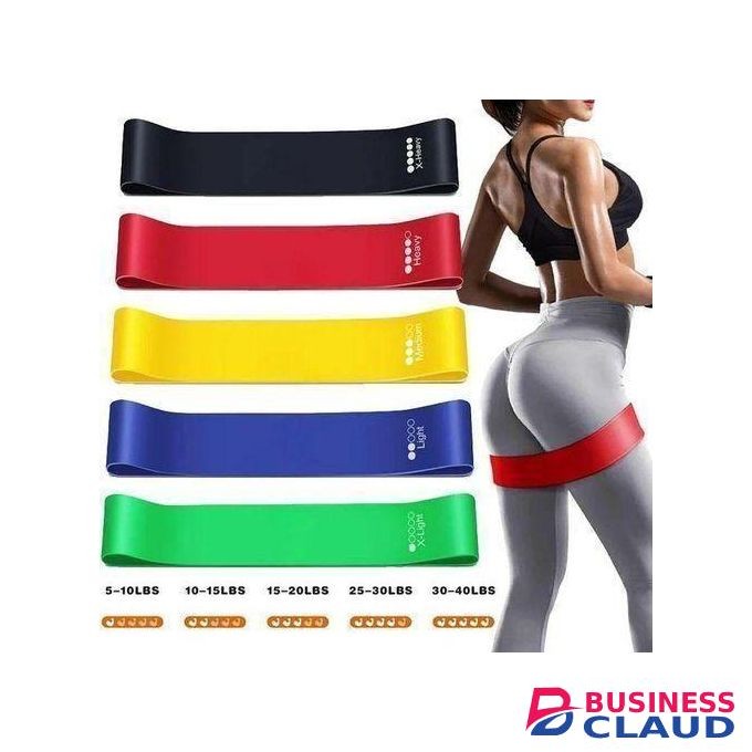 5 Piece Set Resistance Loop Exercise Body Bands with Carry Bag Workout Stretch Bands Resistance Bands
