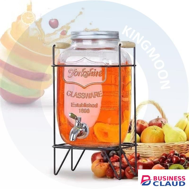5L Glass Juice Dispenser with Tap & Metallic Stand – Compact Beverage Server