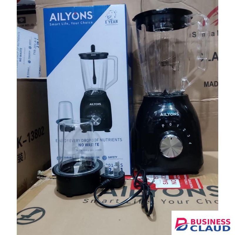 AILYONS 2 in 1-Ailyons Blender 1.5L Jug Capacity 350W Smoothie Maker with Chopping & Grinding Function, Compact Food Processor for Kitchen, Model TYB-205-A, Easy Clean, Durable Motor for Fruits, Vegetables, and Ice