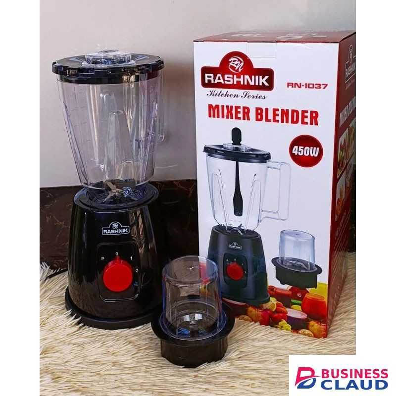 Rashnik 2-in-1Rashnik Blender and Grinder 450W – Powerful Kitchen Mixer with High-Speed Blending and Grinding Function, Compact Design, Durable Stainless Steel Blades for Smooth Smoothies, Juices, Chutneys, Spices, Nuts, and More