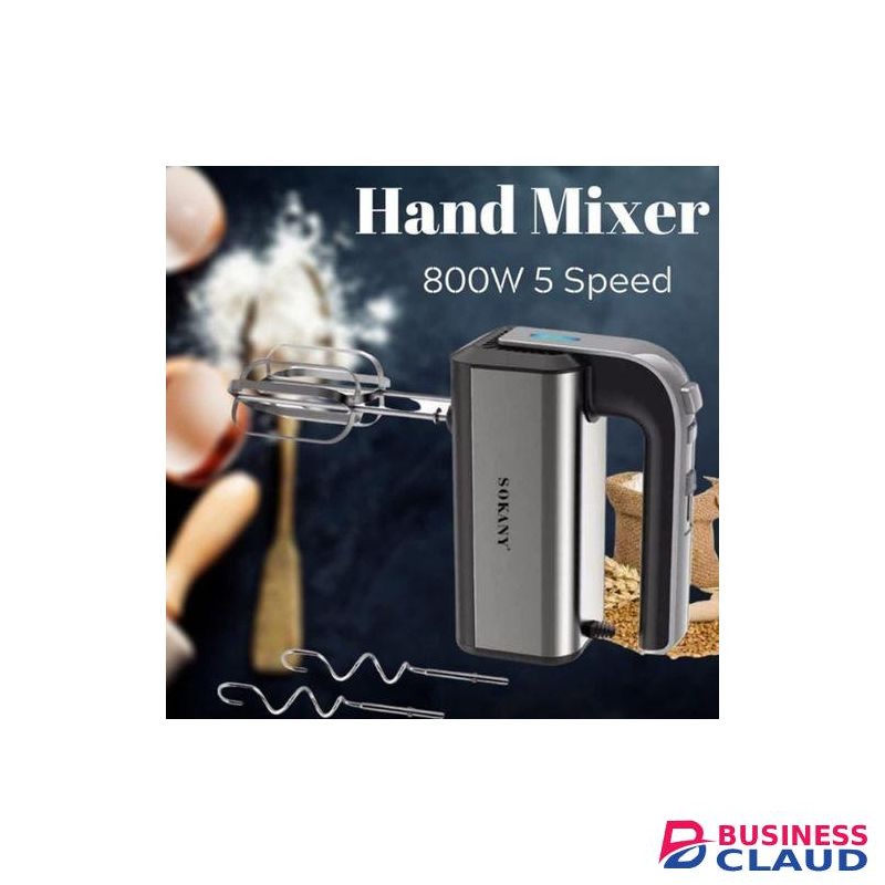 Sokany Hand Mixer Electric, Handmixer 800W Electric Whisk 5 Speed With Turbo Handheld Mixer, 2 Dough Hooks, 2 Beaters For Easy Whipping, Mixing Cookies, Brownies, Cakes, And Dough Batters