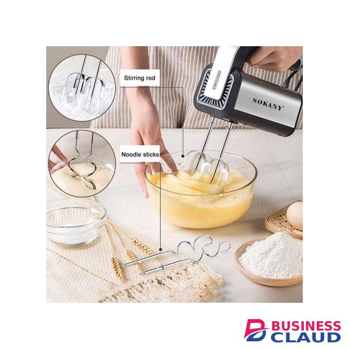 Sokany Hand Mixer Electric, Handmixer 800W Electric Whisk 5 Speed With Turbo Handheld Mixer, 2 Dough Hooks, 2 Beaters For Easy Whipping, Mixing Cookies, Brownies, Cakes, And Dough Batters