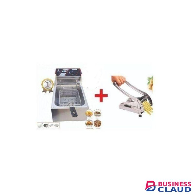 Macro Electric Deep Fryer Machine Electric - 6L + Free Chips Cutter