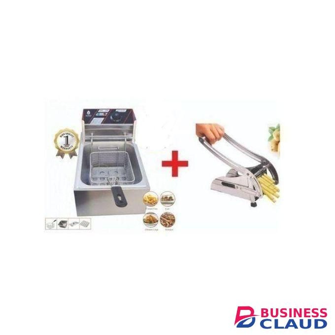 Macro Electric Deep Fryer Machine Electric - 6L + Free Chips Cutter