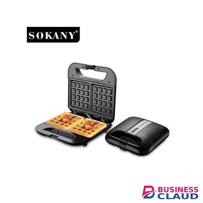 Sokany Electric Nonstick Belgian Waffle Iron Snack Maker Machine, Breakfast, Sandwiches, Compact & Portable, 2 Slice, Black