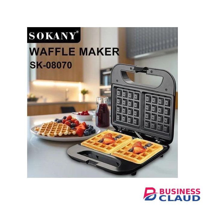 Sokany Electric Nonstick Belgian Waffle Iron Snack Maker Machine, Breakfast, Sandwiches, Compact & Portable, 2 Slice, Black