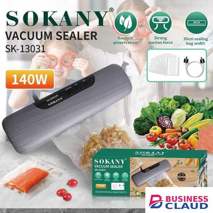 Sokany Stainless steel Vacuum Sealer Machine, 140W Automatic Food Sealer, Powerful Sealing System, Build-in Cutter,LED Screen Modes For Meat, Liquid, Vegetables :Dry & Moist Food Modes, Fast & Compact