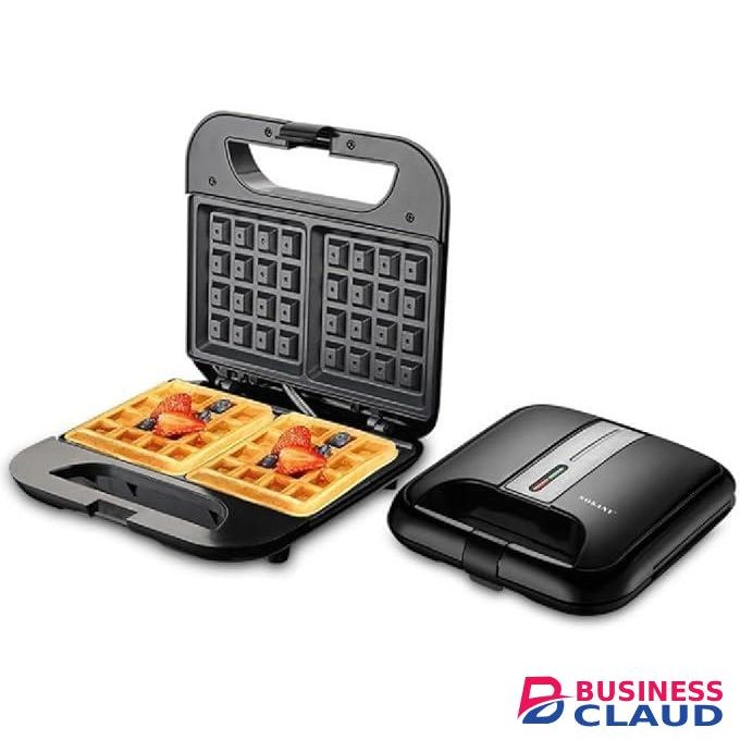 Sokany Waffle Maker Electric, 750W Non-Stick Double-Sided Heating with LED Indicator, Easy to Clean, Compact , Modern Sleek Black