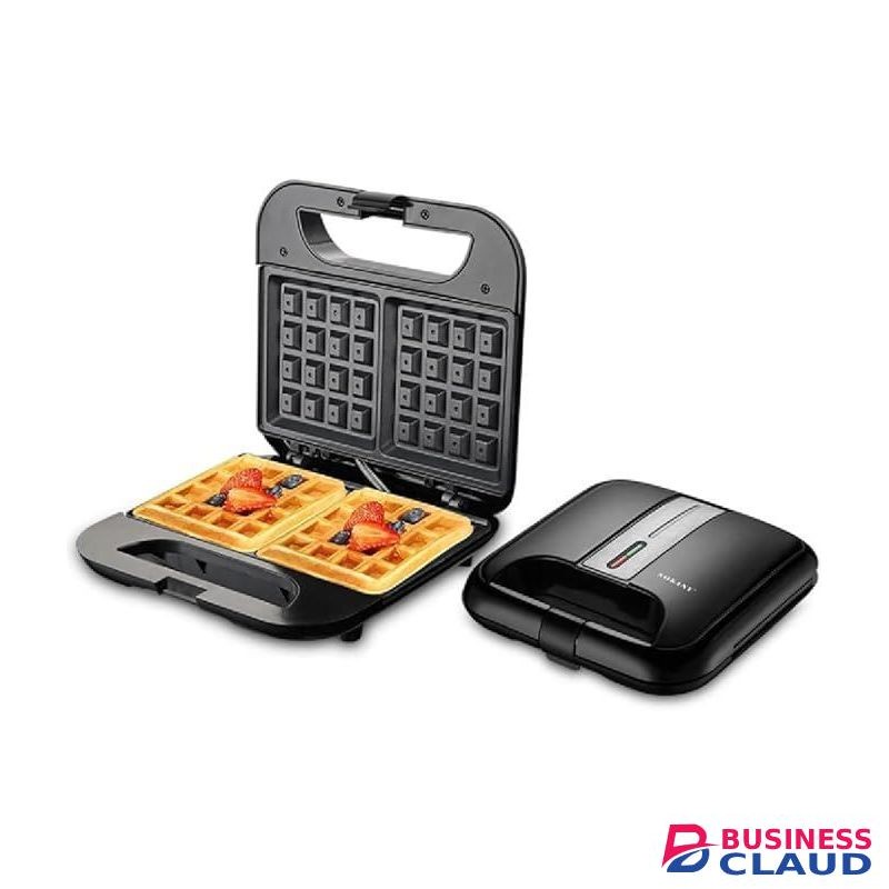 Sokany Waffle Maker Electric, 750W Non-Stick Double-Sided Heating with LED Indicator, Easy to Clean, Compact , Modern Sleek Black