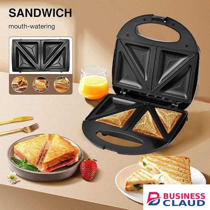 Hoffmans 2-Slice Sandwich Maker 1000W – Fixed Non-Stick Plates, Cool-Touch Body, Thermostat with Indicator Lights, Compact Design, PFOA-Free Coating