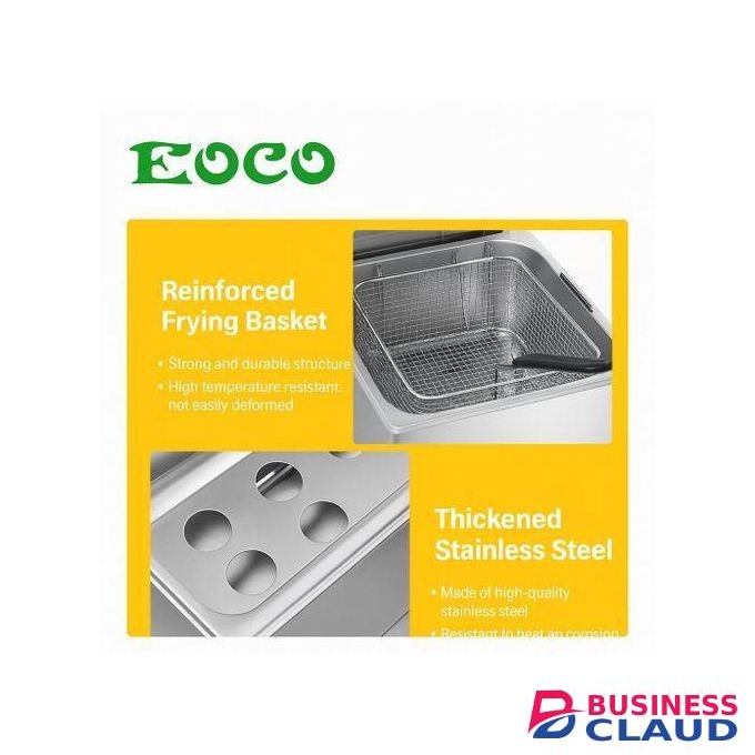 EOCO 12 Litres Stainless Steel Double Tank Deep Fryer (6L + 6L) – Energy Efficient Electric Chips/Chicken/Mandazi Fryer/Fish
