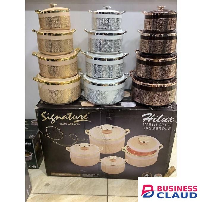 Signature 4 pcs Luxurious Hilux Food Serving Hotpots -(1000,1500,2500,4300 ML) for Modern Home- Gold