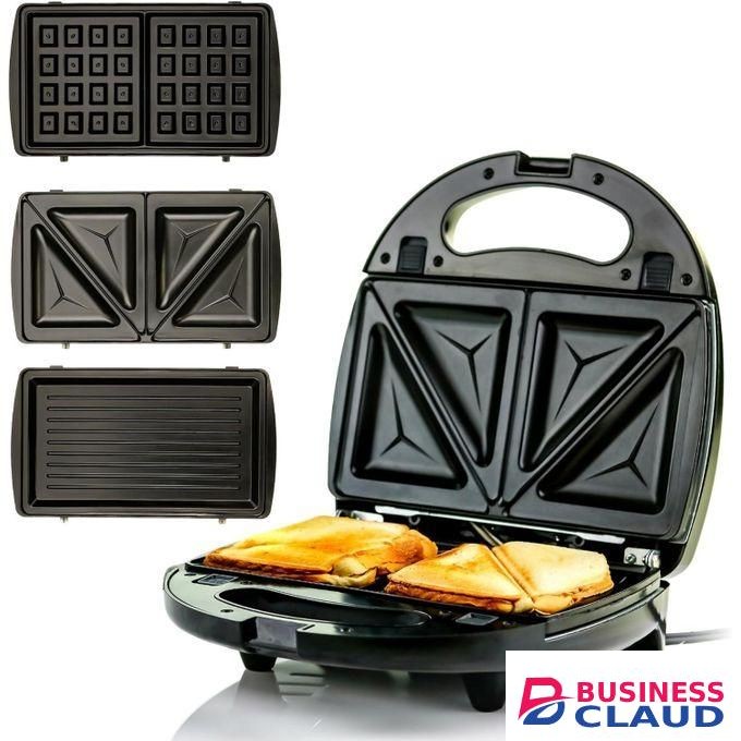 Sokany Nonstick Electric Sandwich Maker, 3in1 Breakfast Sandwich Maker Grill with Indicator Light, Grilled Cheese Maker Makes 2 Sandwiches with Easy Cut Edges, Detachable Sandwich, Panini Press and Waffle Plates